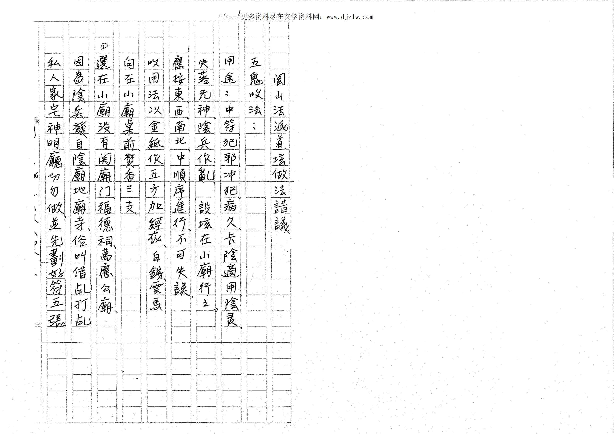 闾山法派道坛做法科讲义27面电子版 高端法本