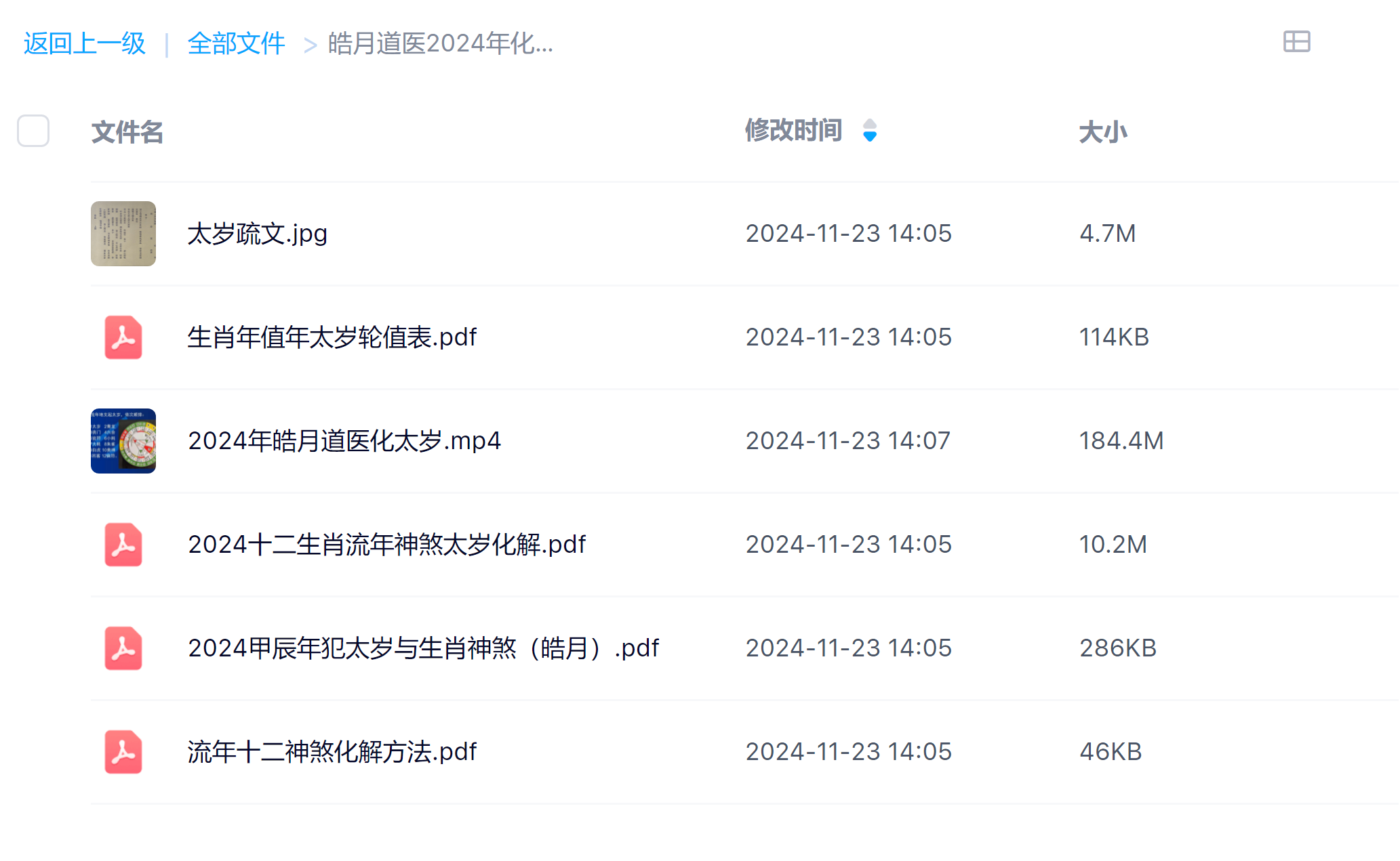 皓月道医2024年化太岁视频+文档电子版